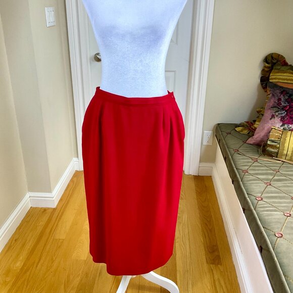 Pendleton Dresses & Skirts - Pendleton Skirt Wool Pencil Midi Knee Length in Red Pockets (12)